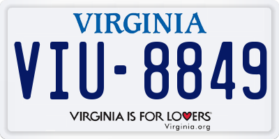 VA license plate VIU8849