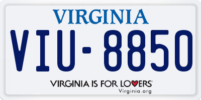 VA license plate VIU8850