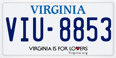 VA license plate VIU8853