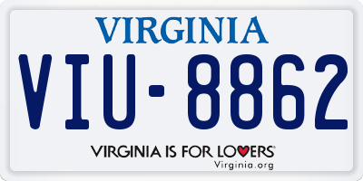 VA license plate VIU8862