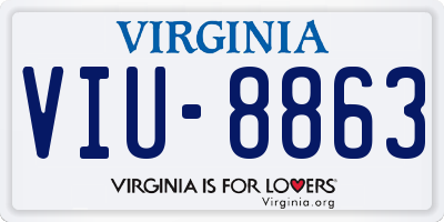 VA license plate VIU8863