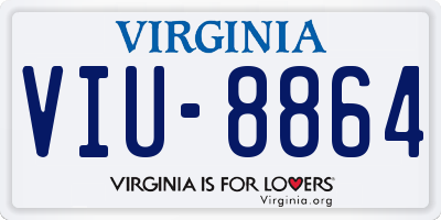 VA license plate VIU8864