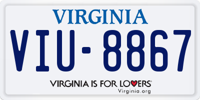 VA license plate VIU8867