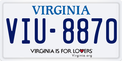 VA license plate VIU8870
