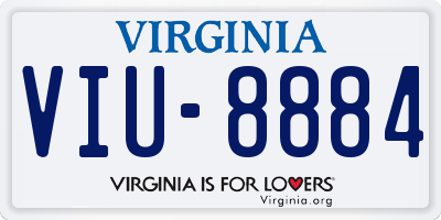 VA license plate VIU8884