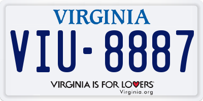VA license plate VIU8887
