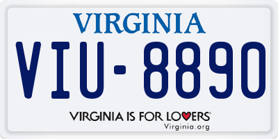 VA license plate VIU8890