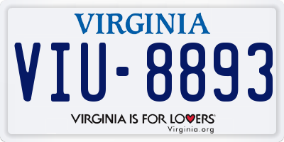 VA license plate VIU8893