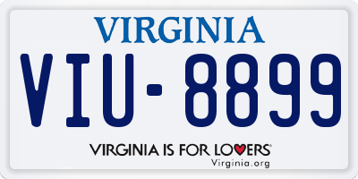 VA license plate VIU8899