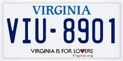 VA license plate VIU8901