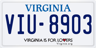 VA license plate VIU8903
