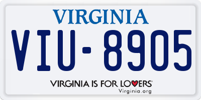 VA license plate VIU8905