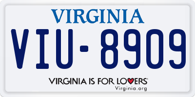 VA license plate VIU8909