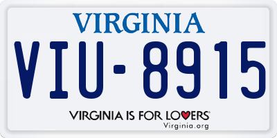 VA license plate VIU8915