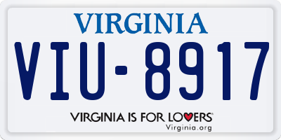 VA license plate VIU8917