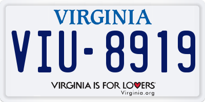 VA license plate VIU8919
