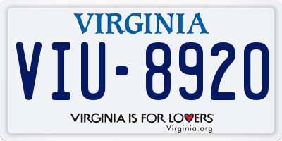 VA license plate VIU8920