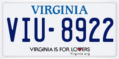 VA license plate VIU8922