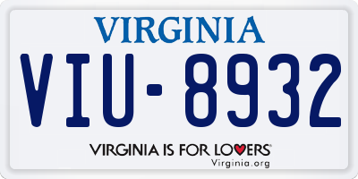VA license plate VIU8932
