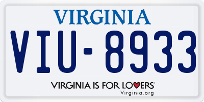 VA license plate VIU8933