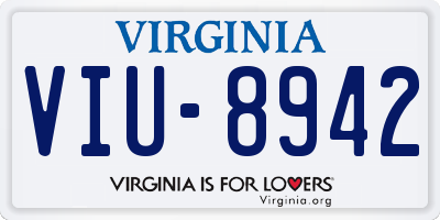 VA license plate VIU8942
