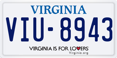 VA license plate VIU8943