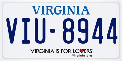 VA license plate VIU8944