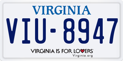 VA license plate VIU8947