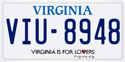 VA license plate VIU8948