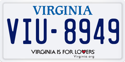 VA license plate VIU8949