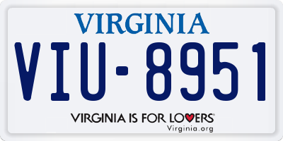 VA license plate VIU8951