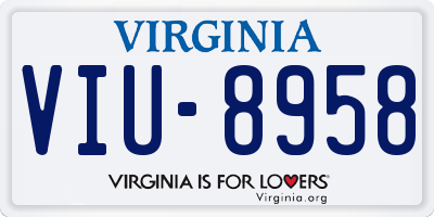 VA license plate VIU8958