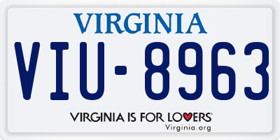VA license plate VIU8963