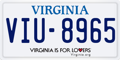 VA license plate VIU8965