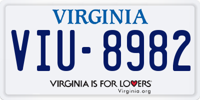 VA license plate VIU8982