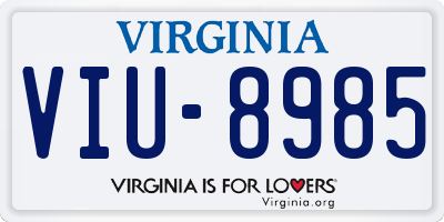 VA license plate VIU8985