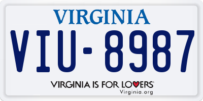 VA license plate VIU8987