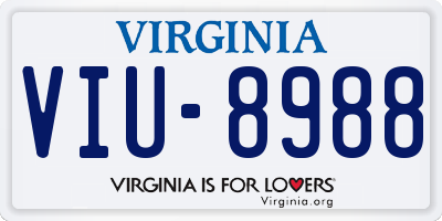 VA license plate VIU8988