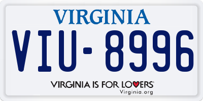 VA license plate VIU8996