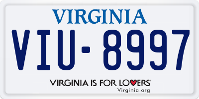 VA license plate VIU8997