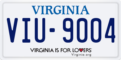 VA license plate VIU9004