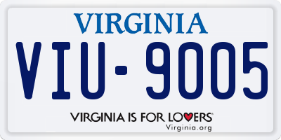 VA license plate VIU9005