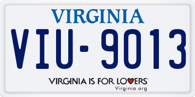 VA license plate VIU9013