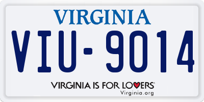 VA license plate VIU9014