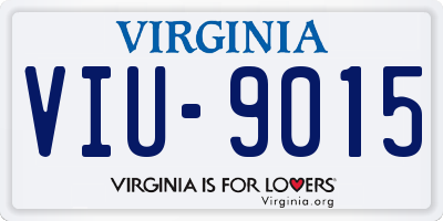 VA license plate VIU9015