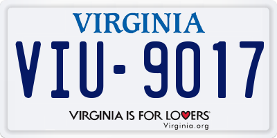 VA license plate VIU9017