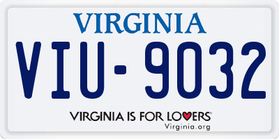 VA license plate VIU9032