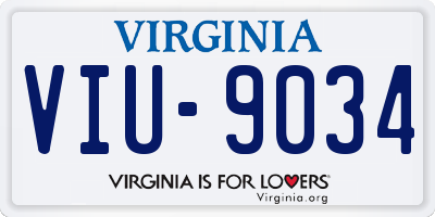 VA license plate VIU9034