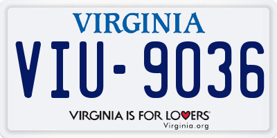 VA license plate VIU9036