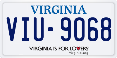 VA license plate VIU9068